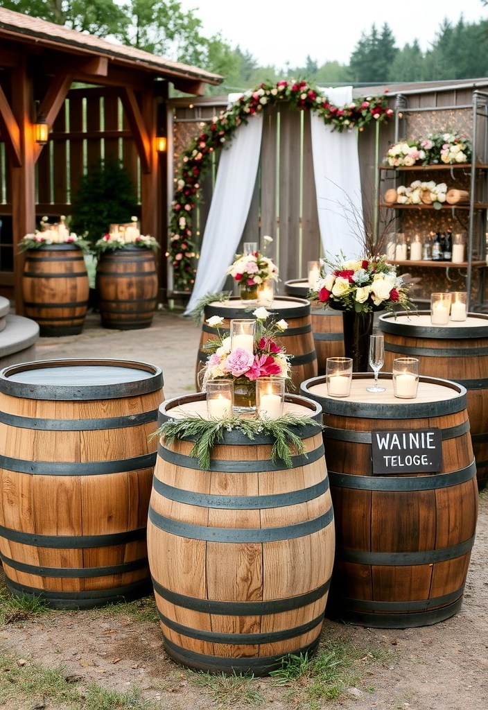 25 Stunning DIY Wedding Decor Ideas That Will Leave Your Guests in Awe (#12 Is a Showstopper!) - 13. Rustic Wine Barrel Decor